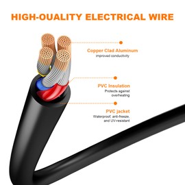 18 Gauge 4 Conductor Electrical Wire, 18 AWG 0.82mm² Wire PVC Cord, 12V/24V DC Low Voltage/Copper Clad Aluminum Flexible/4 Wire for Automotive LED Strips Lamp Lighting Marine(30.5M/100FT)