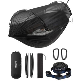 Sunyear Camping Hammock with Net - Double&Single Hammock with House-Like Net- Easy Setup & Pack, Lightweight & Portable, Perfect for Hiking, Backpacking, Outdoor Sleeping