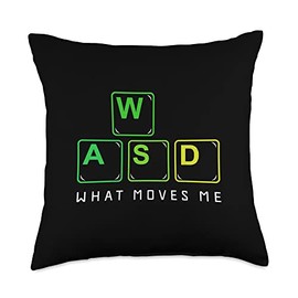 What Moves Me Gaming Keyboard WASD Desktop PC Gamer Throw Pillow