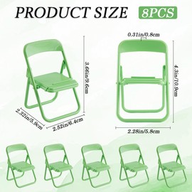 CRASPIRE Mini Folding Chair Phone Stand Holder Desktop Foldable Green Candy Color Lazy Funny 8Pcs Cute Cell Mobile Phone Holder Multi Angle Functions Miniature Furniture Accessories