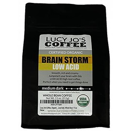 Lucy Jo's Coffee, Organic Brainstorm, Low Acid, Medium Dark, Whole Bean 11 oz
