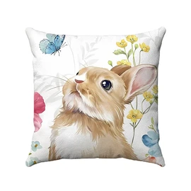 ZFENGYYUAN Bunny Flower Butterfly Dragonfly Cushion Covers 45 x 45 cm Grey Brown Rabbit Floral Decorative Throw Pillow Covers for Sofa Couch Bed Home Garden Patio Decor