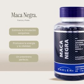 Maklen Maca Negra con Arginina, Zinc y Omega 3 - Suplemento para Energia, Vitalidad y Rendimiento Masculino - 140 Softgels de 1,300 mg                