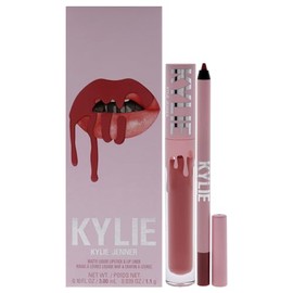 Kylie Cosmetics Kit de labios mate, suéter 704 para mujer, 2 lápices labiales líquidos mate de 0.10 onzas, delineador de labios de 0.03 onzas