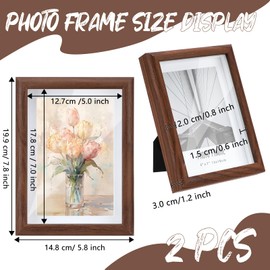 HMIEPRS 2 Set Bilderrahmen, 13x18cm Holzmuster Fotorahmen mit Halterung, Schreibtischrahmen Holzrahmen Posterrahmen für Wandbehänge oder Tischdekoration