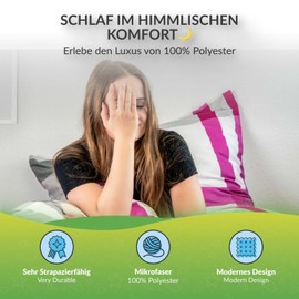 etérea Microfibre Bed Linen, 135 x 200 cm, Set of 2, All-Year Duvet Cover, Urban Check Checked Bed Linen Set with Pillow 135 x 200 cm + 80 x 80 cm Pillow, Purple