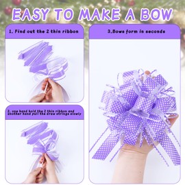 12Pcs Wave Point Gift Wrap Pull Bows, Large 6 Inch Assorted Gift Pull Bows, for Presents,Christmas Party Birthday Gift for Wrapping Boxes,Valentine's Day Gift Decorations (Light Purple)