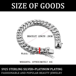 ziqiudie 925 Sterling Silver Italian Solid 10-12-14mm Diamond-Cut Cuban Link Curb Chain Bracelet for Men, Jewelry Party Birthday Gift (7.5 inches, 10 width)