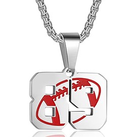 Rehoboth American Football Rugby Jersey Number 89 Cross Pendant Necklace for Women Men 24 (22+2) Inch Adjustable Stainless Steel Chain
