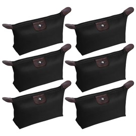 Aucuu Small Cosmetic Bag, Makeup Bag, Toiletry Bag, Makeup Bag, Mini Travel Bags for Makeup Brushes, Cosmetic Bag for Travel, Holidays and Everyday Use, #5 Black-6pcs