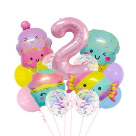 U-Vathing Ice Cream Balloons Set,Popsicle Candy Foil Mylar Balloons Sequins Confetti Ballon Decor for Kids Summer Ice Cream Theme Hawaii Party Birthday Baby Shower Party Supplies (Ice Cream 2)