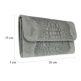 Girly HandBags Croc Suede Clutch Bag Italian Leather - Light Grey(Size: W 26, H 15, D 3 cm (W 10.5, H 6, D 1.5 inches))