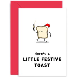 Old English Co. Funny Christmas Card - Little Festive Toast - Fun Xmas Card for Brother, Sister, Mum, Dad - Christmas for Men and Women | Blank Inside with Envelope