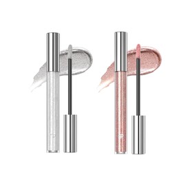 Hppsctink 2pcs Flüssiger Lippenstift, 2.4g Silber Weiß Lippenstift und 2.4g Helles Rosa Lippenstifte, Antihaft-Lipgloss, Langanhaltende Farbe,Lipsticks