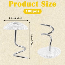 100 Pcs Clear Bed Skirt Pins Strong Hold Upholstery Tacks Headliner Upholstery Pins Twist for Fixing Slipcovers Bed skirts Furniture Drapery Quilt Fabrics In Place