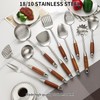 Stainless Steel Kitchen Utensils Set with Wood Handle, 18/10 Metal