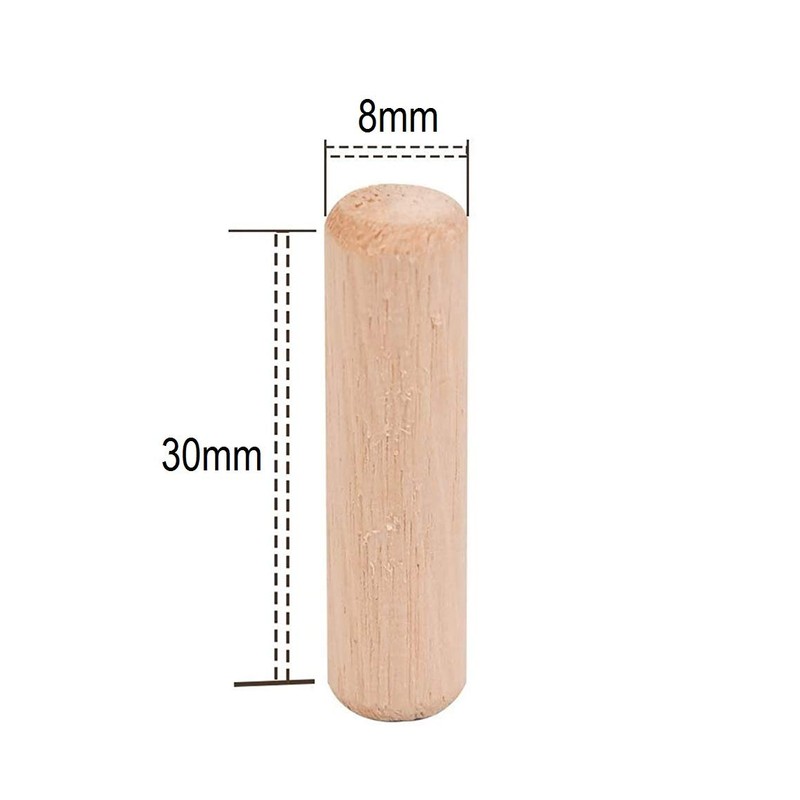 TERF® 200 Pcs Wooden Dowel Pins 8mm X 30mm Wood