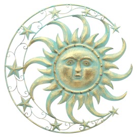 FRANK FLECHTWAREN Wall Decoration Sun, Moon and Stars, Metal, Dimensions: Diameter 46 cm