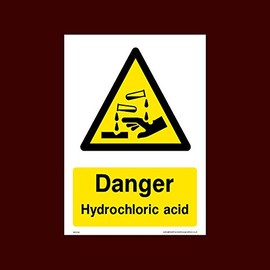 Danger Hydrochloric Acid Plastic Sign with double sided fixing tape (WCD46) - Danger, Acid, Corrosive, Hazardous, Chemicals, Harmful, Oxygen, Irritant
