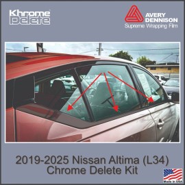 Avery Supreme Wrap Chrome Delete Vinyl Overlay for the 2019-2025 Nissan Altima (L34)