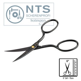 NTS-Solingen Black Edition Dressmaking Scissors Fabric Scissors Sewing Scissors Made of Carbon Steel Black Burnished Super Sharp Made in Solingen 15 cm = 6 Inches