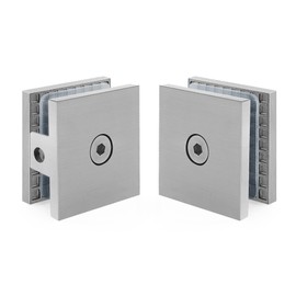 Shower Door Clamp, 2PCS 1.75"W*0.7"H Stainless Steel Clamp for Side Installation of 1/4"(6mm) to 1/2"(12mm) Thick Glass Panel, Brushed Nickel Silver