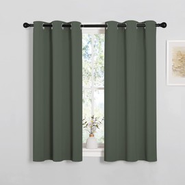NICETOWN NICETOWN Dark Mallard Blackout Curtain Panels for Bedroom, Thermal Insulated Grommet Top Blackout Draperies and Drapes for Basement (2 Panels, W34 x L45-inch)