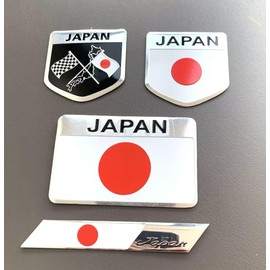 4pcs Metal Japan Flag Emblem Decal Stickers,Japanese National Flag Decal Patriotic Badges for Cars Trucks SUV Bumper Window Fender