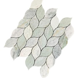 Ming Green Greyish Petal Marble Polished Floor Wall Tile for Kitchen Backsplash, Bathroon Shower, Fireplace Surround, Decor Accent Wall (2 Sheets)