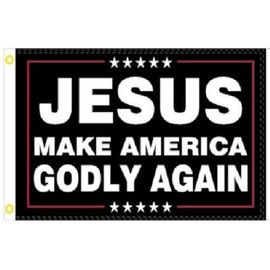 3X5 JESUS CHRIST MAKE AMERICA GODLY AGAIN BLACK 100D FLAG