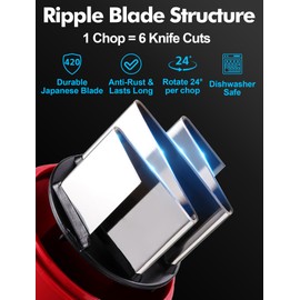 Food Chopper, Hand Chopper Dicer Easy to Clean, Manual Slap Vegetable Cutter Onion Dicer, Garlic Mincer for Onion, Nut, Tomato, Pepper, Celery, etc, Red