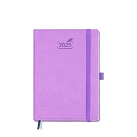 BEZEND 2025 Planner Daily Weekly & Monthly 5.8" x 8.5" (Jan - Dec 2025) Agenda 2025 Vertical Calendar Book with Hourly Schedule, Monthly Tabs, Pen Holder, Vegan Leather Hard Cover - Lavender