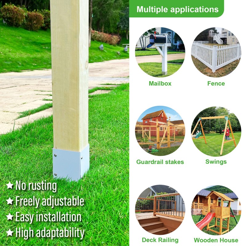 Wanhork 304 Stainless Steel Adjustable Post Protector (Range 3-6in), Protect