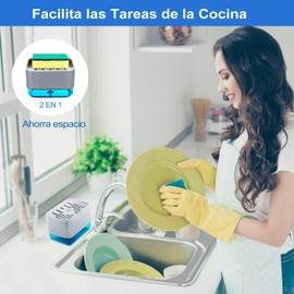 EMAGIE Dispensador de Jabón Cocina: Jabonera Despachador de Jabon Liquido para Trastes de Cocina Soap Dispenser con Esponja para Fregadero 330 ML