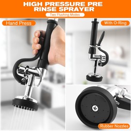 BZIMAK 21" Height Commercial Faucet with Sprayer, Commercial Sink Faucet, 8" Adjustable Center & 8" Add-on Swing Spout, Wall Mount Pre Rinse Faucet for Commercial Restaurant Industrial Kitchen