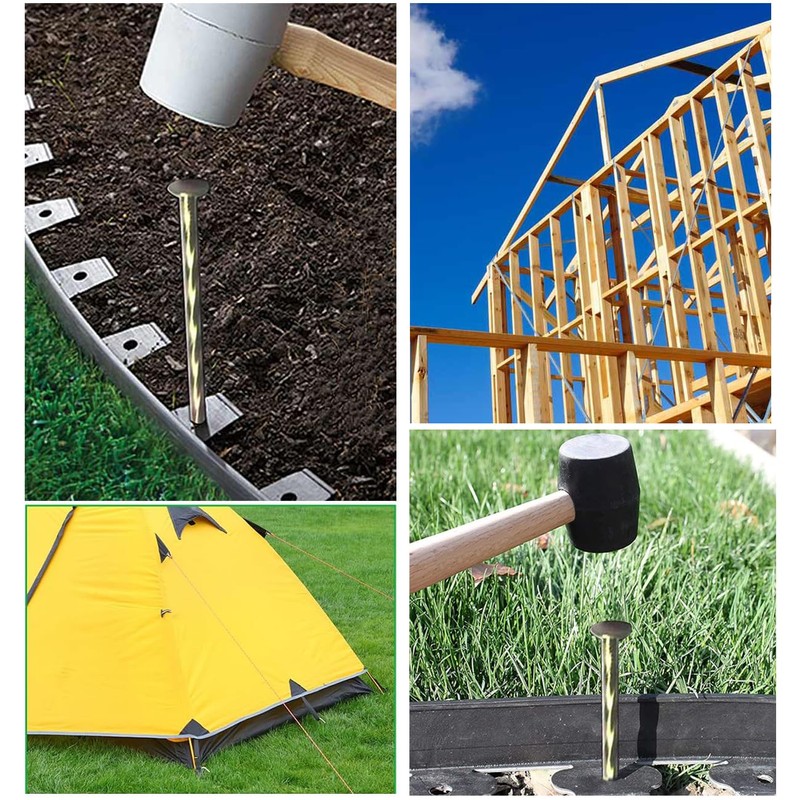 50 Pack - 8" Solid Galvanized Non-Rust Metal Garden Stakes,