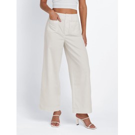 LILLUSORY Womens Linen Pants Wide Leg 2025 Summer Beach Vacation Outfits Clothes Lightweight Capri Capris Trendy Crop Cropped Casual Trousers Apricot