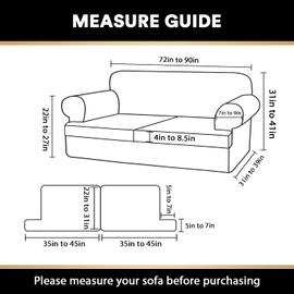 PrinceDeco T Cushion Sofa Slipcover 3 Pieces Sofa Covers for T Cushion Sofa Soft Couch Cover Sofa Slip Covers Furniture Covers with 2 Individual T Cushion Shape Seat Covers Machine Washable, Grey