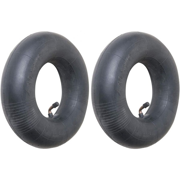 4.10/3.50-4 Premium Replacement Inner Tube (2 Pack) - Heavy Duty Angle Valve 4.10 x 3.5 - 4 Tube for 10" Pneumatic Tires, Hand Trucks, Dolly, Lawn Mowers, Wheelbarrows, Generators, Utility Carts