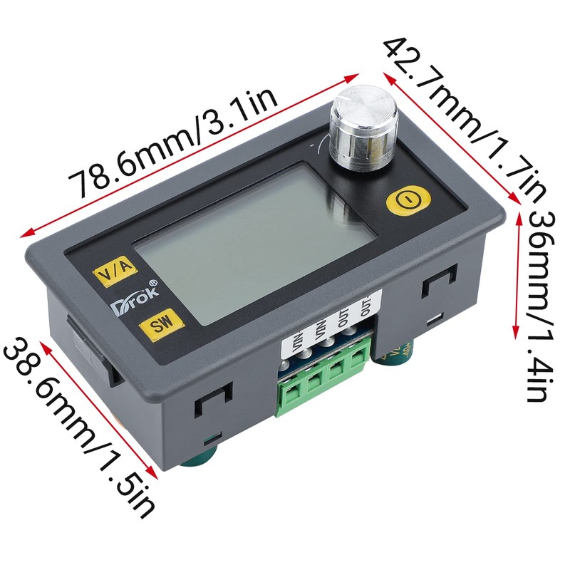 DROK Buck Boost Converter, DC 5.0-30V to 0.6-30V 4A 35W