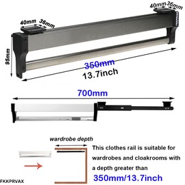Closet Clothes Hanger Rail,Pull-Out Closet Rod 30-60cm,Wardrobe Clothing Rail,Closet Organizer Rack for Pants and Coat (350MM/13.7INCH)