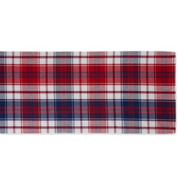 DII Americana Plaid, colección de Mesa, Camino de Mesa, 14 x 108, Rojo, Blanco y Azul