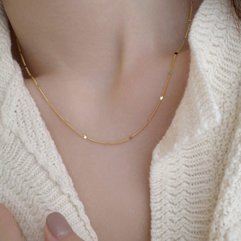 Cream Dot Necklace, Women's Popular, Stainless Steel, Surgical Stainless Steel,