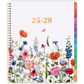 2025-2028 Monthly Planner- 3 Year Planner/Calendar 2025-2028, Jul. 2025 - Jun. 2028, 2025-2028 Monthly Planner, 9" x 11", 36 Monthly Calendar with Colourful Tabs + Back Pocket - Flowers