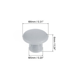 QUARKZMAN 150 Pieces Screw Hole Covers 5mm (3/16") Diameter Plastic Snap-in Shelf Knob Flat Cap for Furniture Cabinet Cupboard Light Grey
