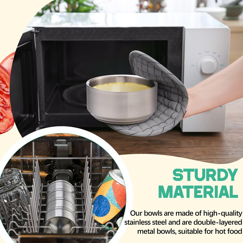 Reallnaive 4 Sets 12 oz Stainless Steel Korean Soup Rice