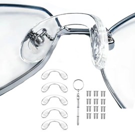 5 pcs Eyeglasses Nose Pads,U Shaped Eyeglasses Nose Pads Screw-in Eyeglass Nose Piece Soft Silicone Nose pad for Eye Glasses Sunglass Eyewear，L Size