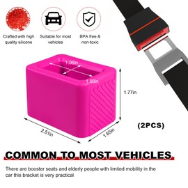 Yourkar 2 PCS Seat Belt Buckle Holder, Non-Slip Silicone Seatbelt Buckle Booster for Kids & Elders, Seat Belt Holder Buckle Fixer for Easy Access Upright Buckling, Car Accessories (Pink)