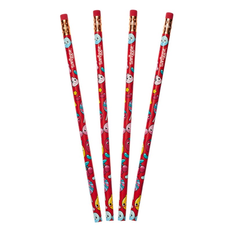 Smiggle Pencils x 4 Pack Scented HB Wooden With Eraser