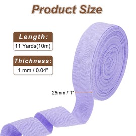 HARFINGTON - Cinta de sarga de algodón de 1 pulgada y 11 yardas, rollo de cinta de espiga para manualidades, costura, envoltura de regalos, color morado claro